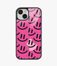 Load image into Gallery viewer, Abstract Cerise Smiley Pattern Glass Case