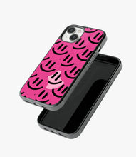Load image into Gallery viewer, Abstract Cerise Smiley Pattern Glass Case