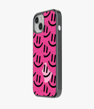 Load image into Gallery viewer, Abstract Cerise Smiley Pattern Glass Case