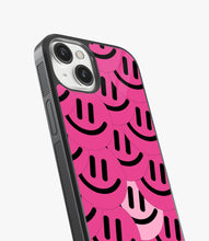 Load image into Gallery viewer, Abstract Cerise Smiley Pattern Glass Case