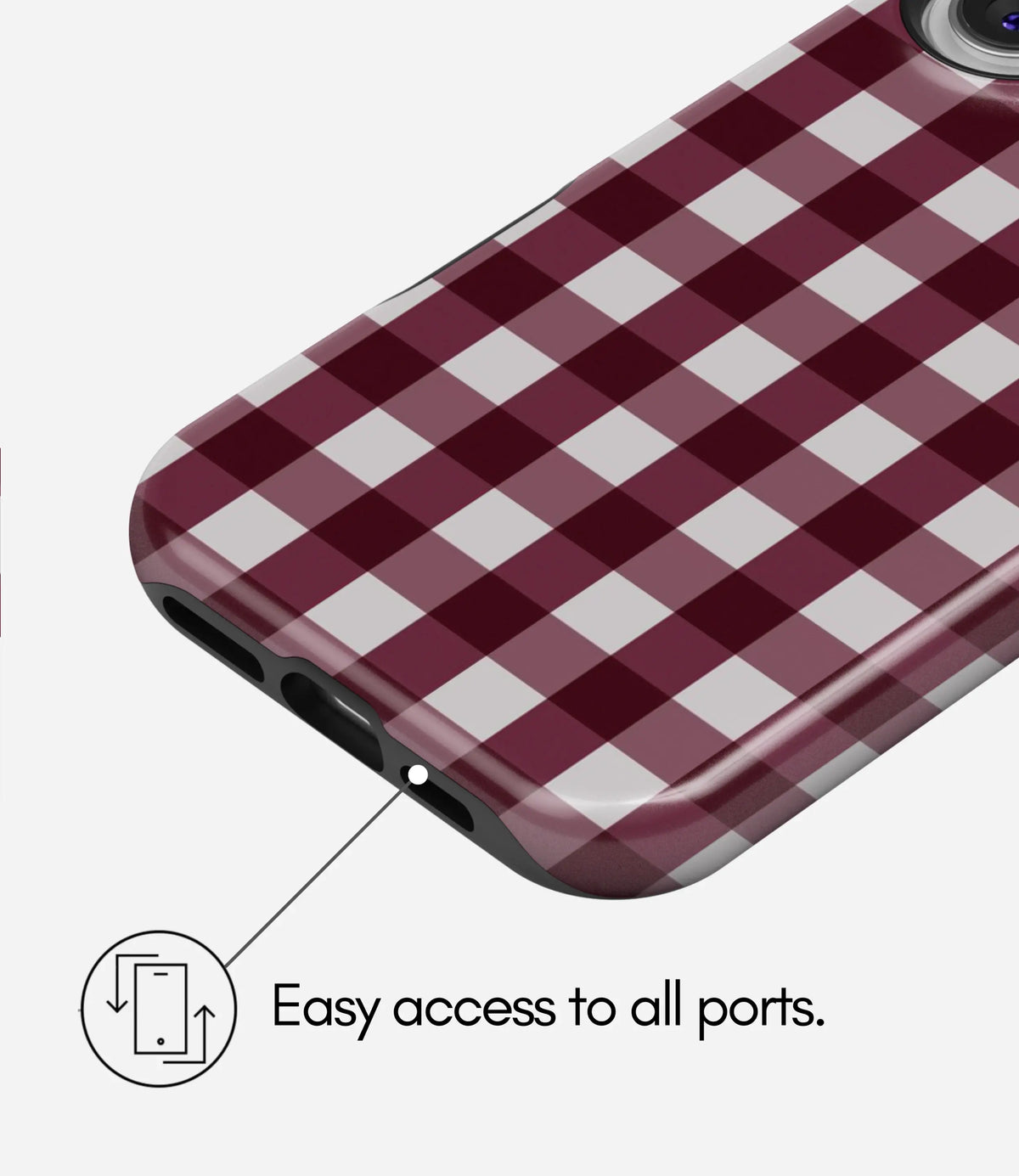 Cherry Wine Gingham Glossy Armoured Case