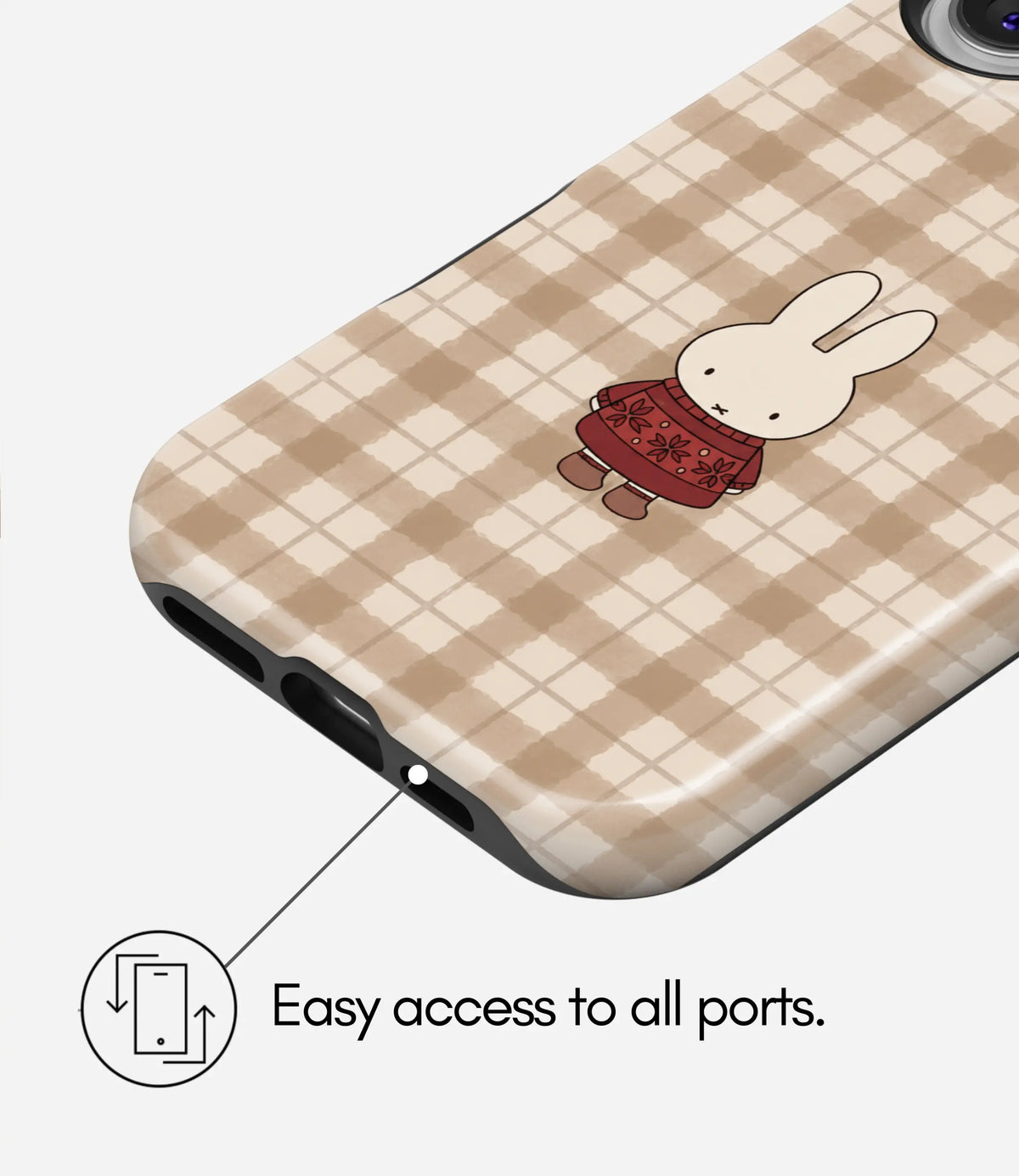 Cozy Bunny Gingham Glossy Armoured Case