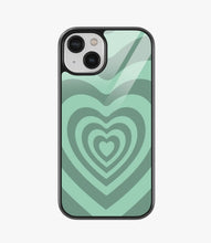 Load image into Gallery viewer, Y2K Green Hearts Glass Case