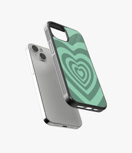 Load image into Gallery viewer, Y2K Green Hearts Glass Case