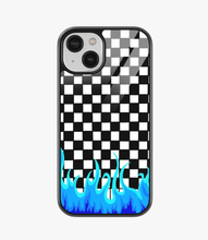 Load image into Gallery viewer, Checkered Blue Flame Glass Case