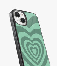 Load image into Gallery viewer, Y2K Green Hearts Glass Case