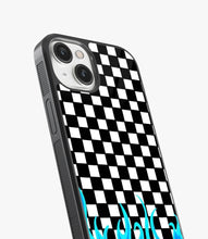 Load image into Gallery viewer, Checkered Blue Flame Glass Case