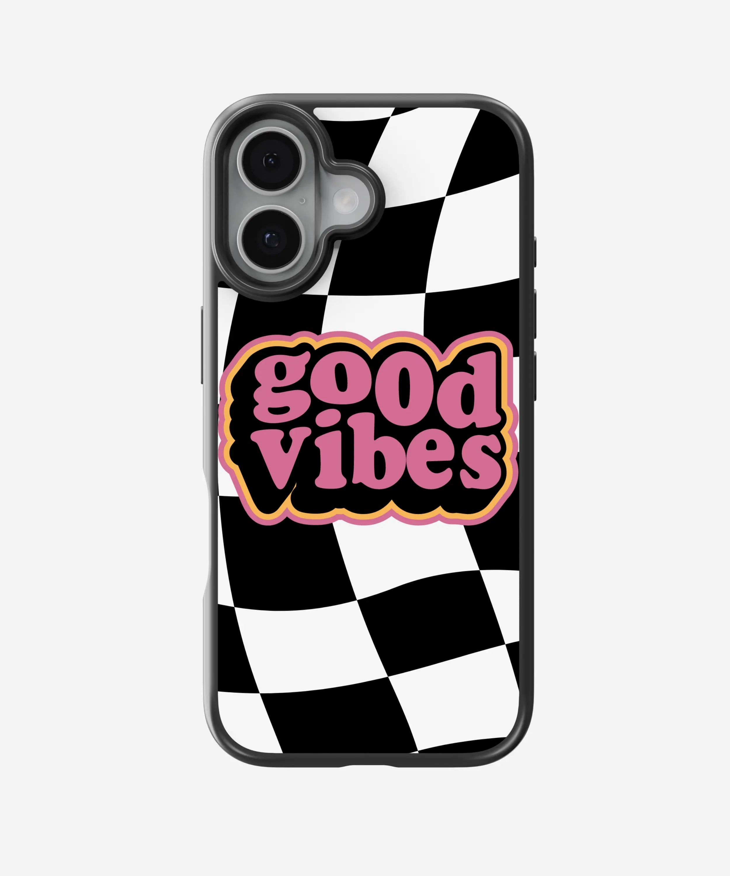 Good Vibes Checkered Hybrid Phone Case