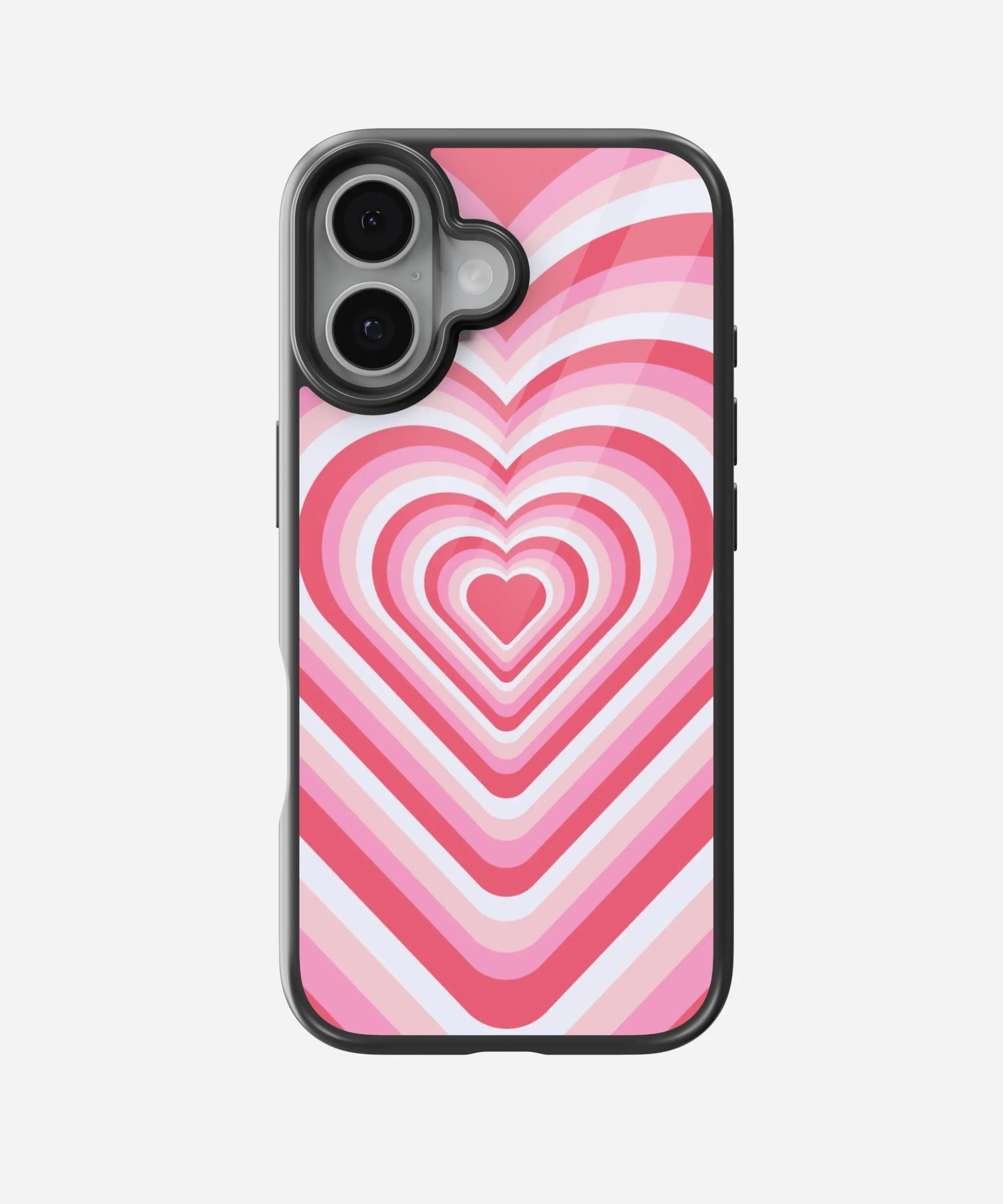 Pink Flare Heart Y2K Glass Case