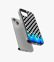 Load image into Gallery viewer, Checkered Blue Flame Glass Case