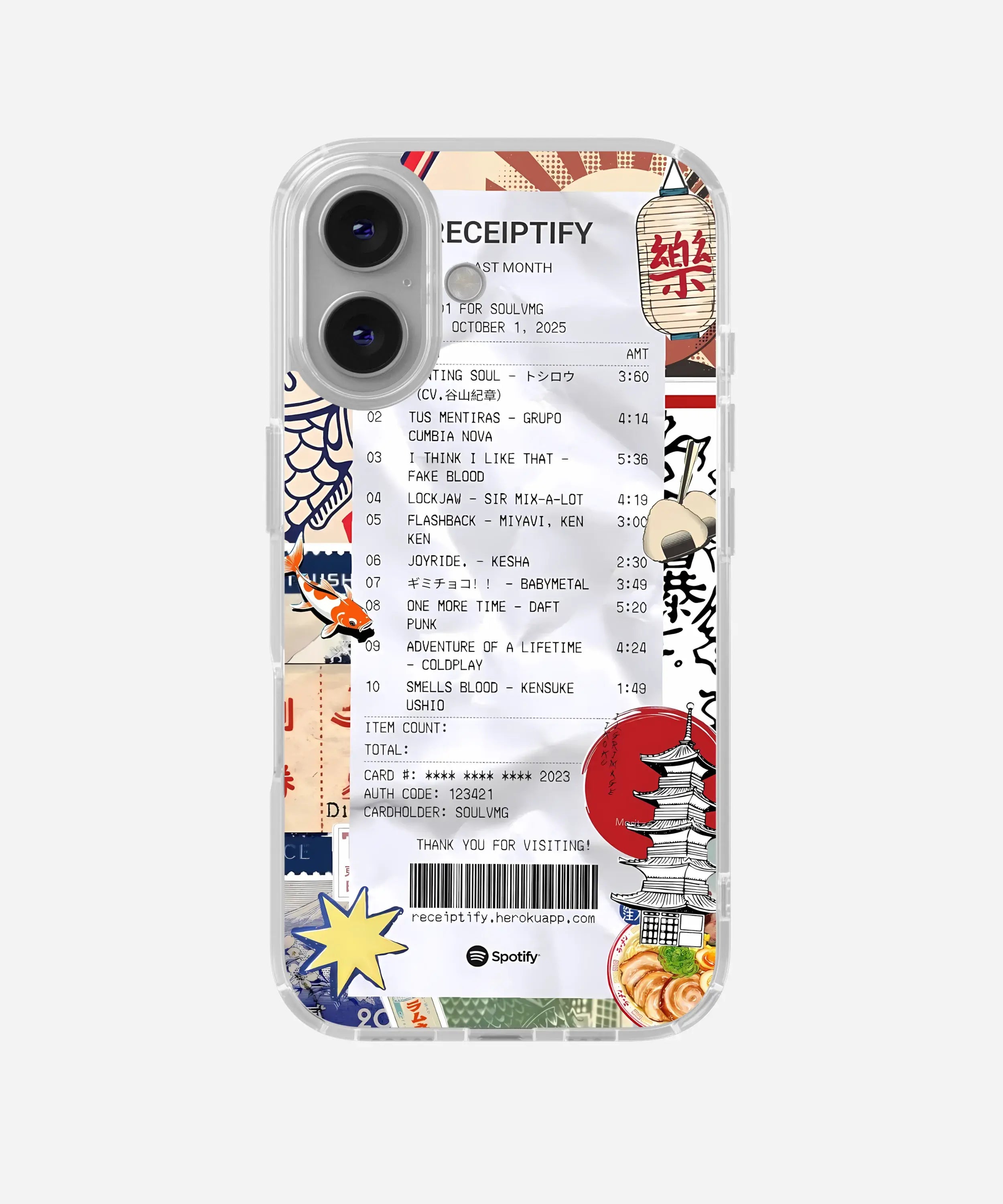 Tokyo Playlist Receipt Silicone Case