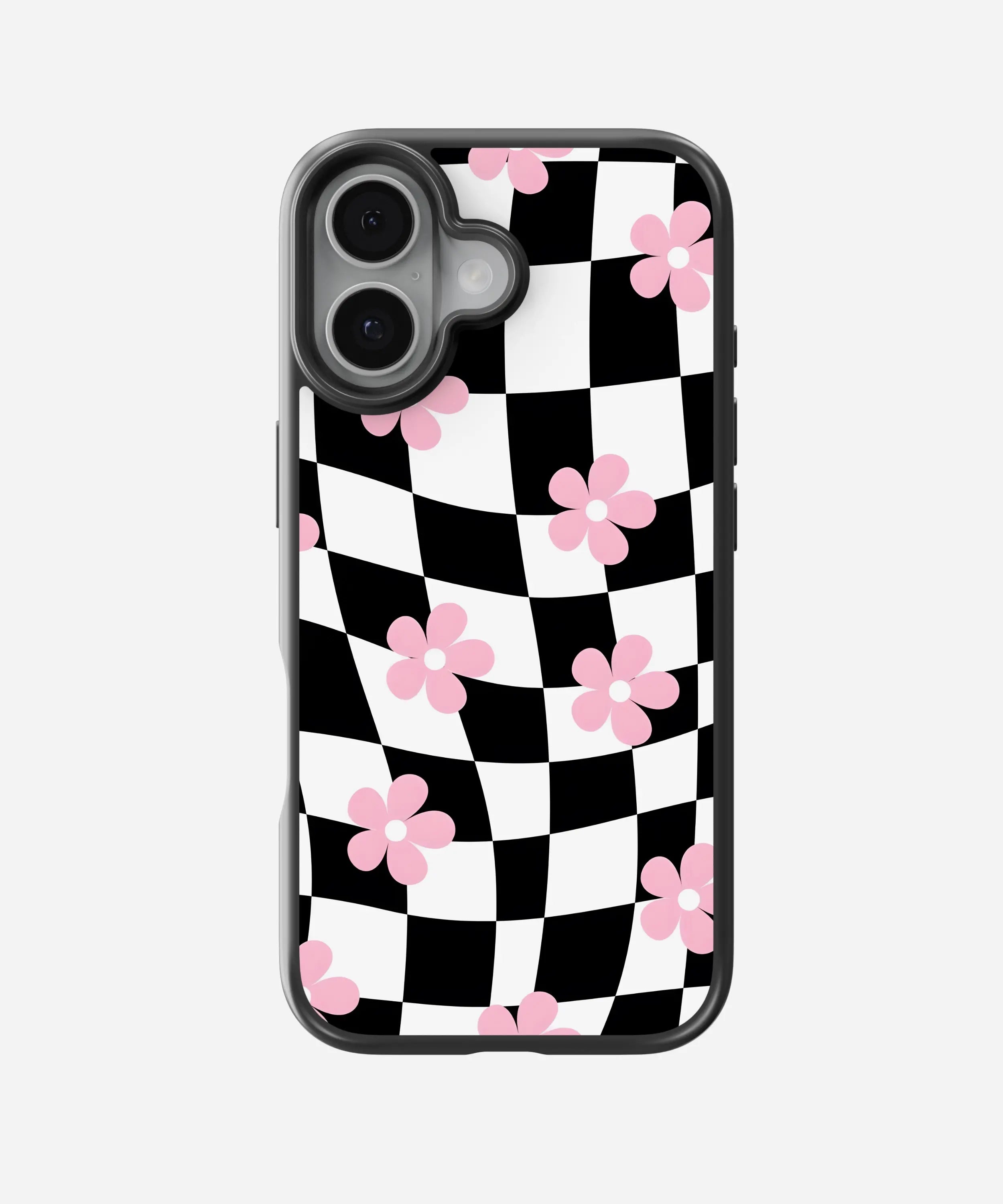 Pink Daisy Checkered Hybrid Phone Case