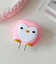 Load image into Gallery viewer, Pink Pretty Penguin Charger Case & Cable Protector (18W/20W)