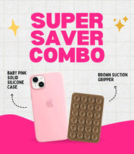 Load image into Gallery viewer, Solid Pink Soft Silicone iPhone Case + Soft Suction Grip Combo