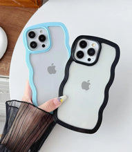 Load image into Gallery viewer, Midnight Black Wavy Clear Soft iPhone Case