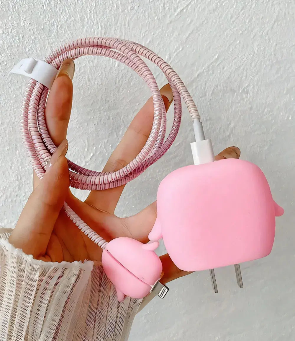 Pink Pretty Penguin Charger Case & Cable Protector (18W/20W)