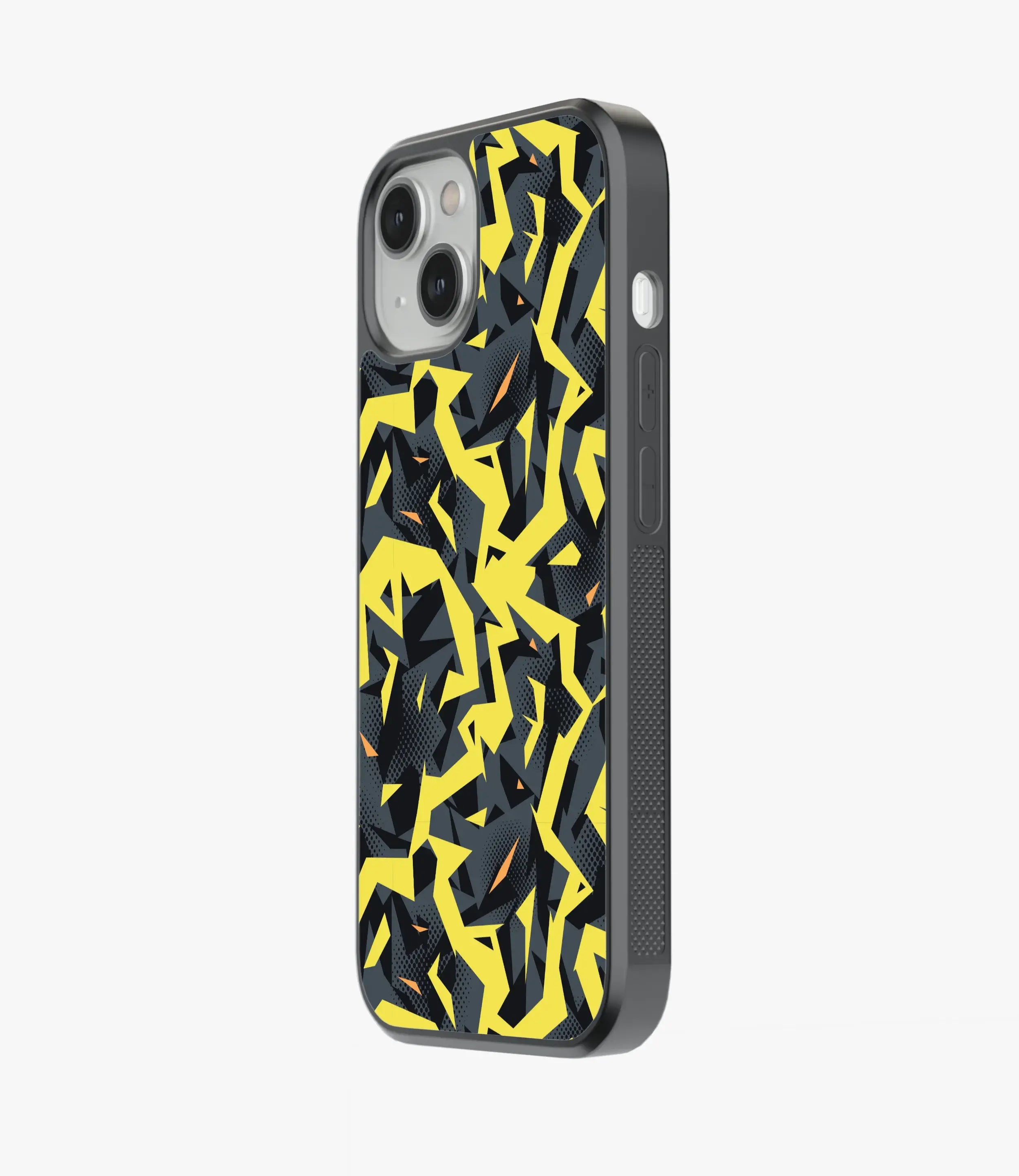 Black Yellow Camo Glass Case