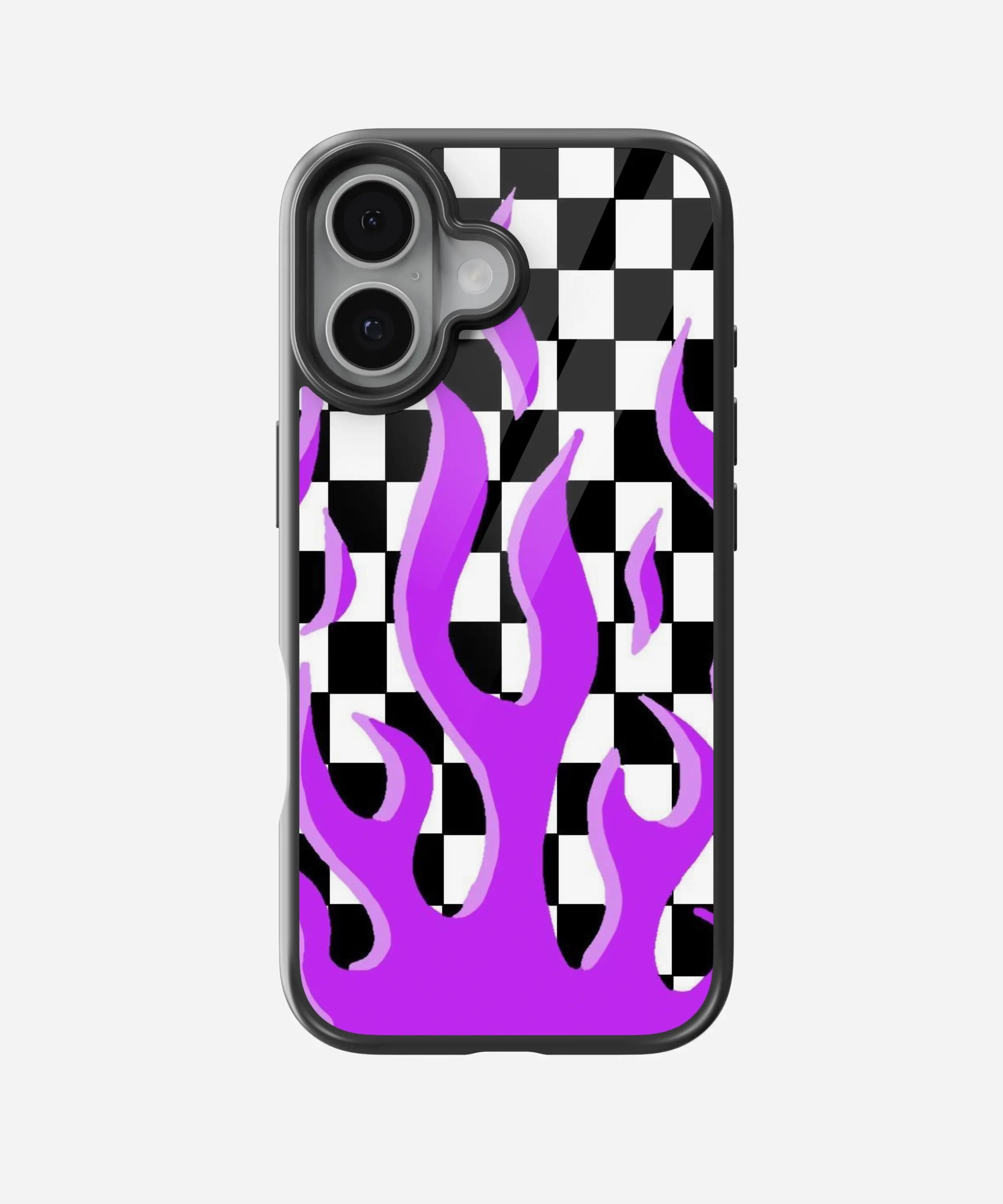 Checkered Purple Flame Glass Case