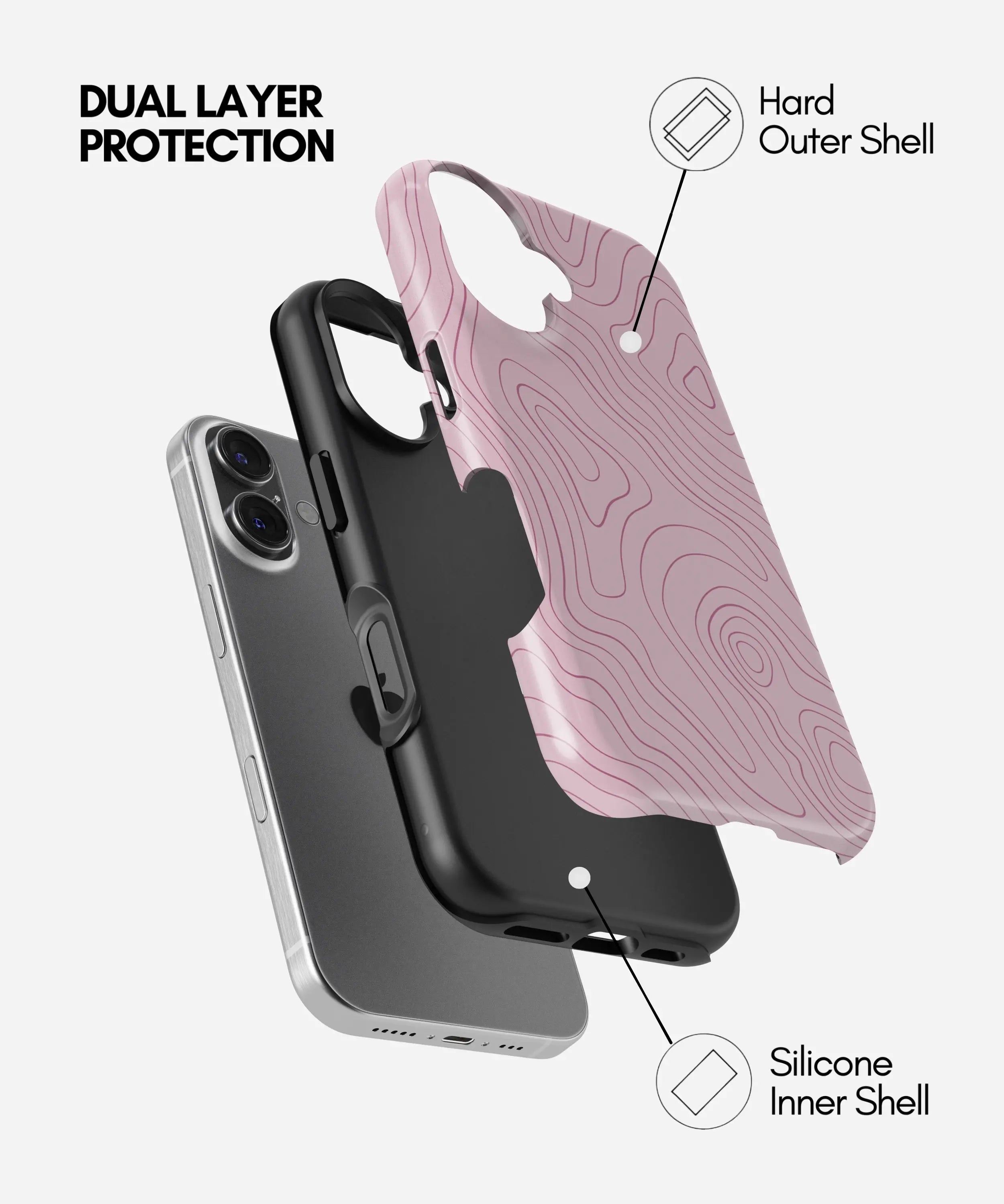 Blush Topo Lines Glossy Armoured Case