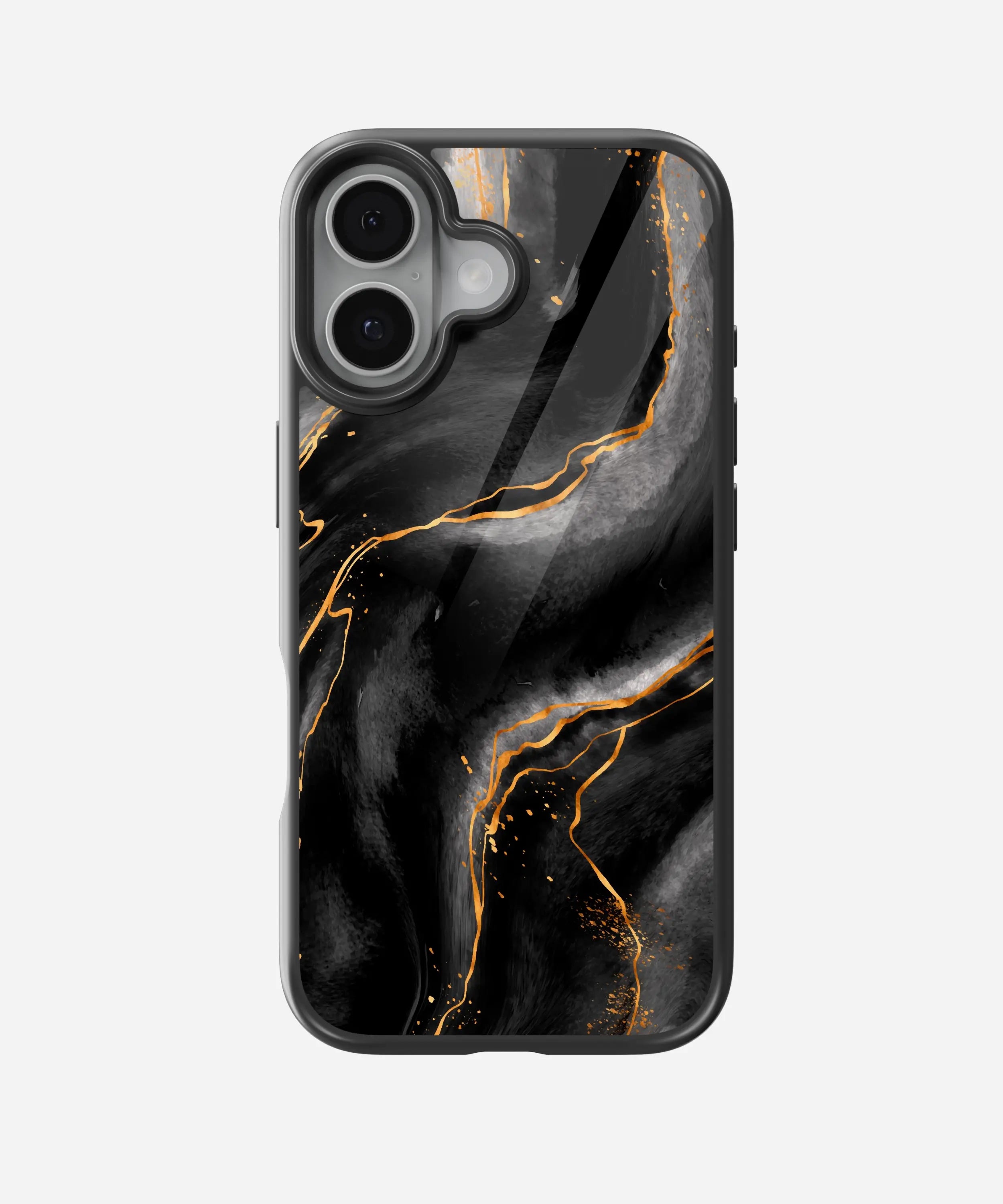 Black Golden Marble Glass Case