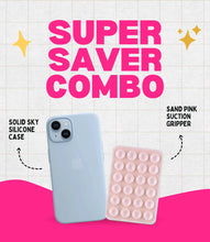 Load image into Gallery viewer, Solid Sky Soft Silicone iPhone Case + Soft Suction Grip Combo