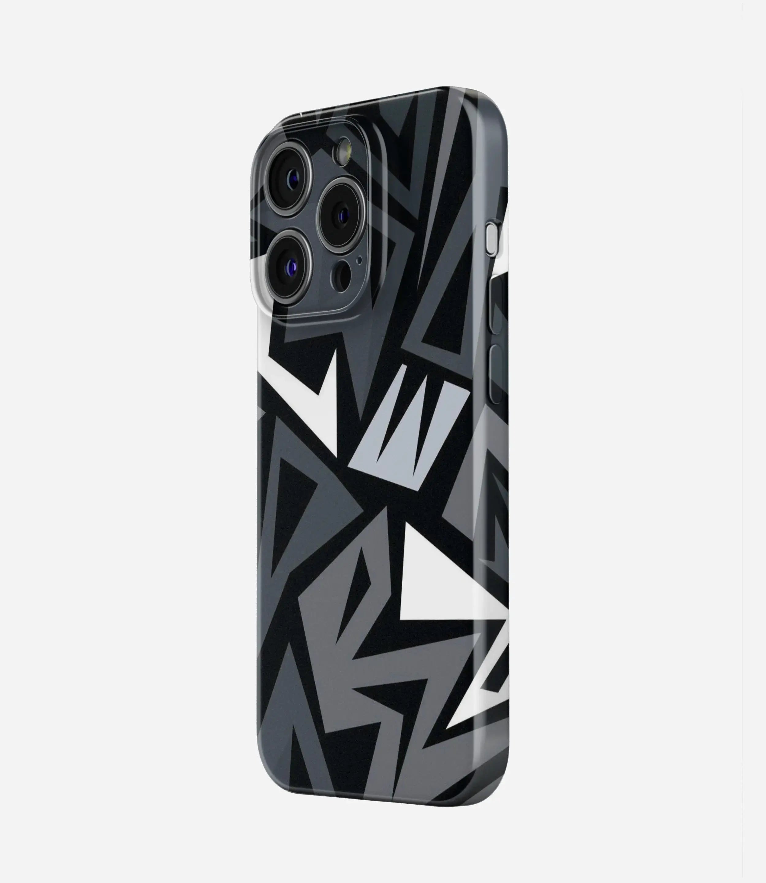 Black/Grey Geometric Pattern Glossy Hard Case
