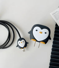 Load image into Gallery viewer, Black Pretty Penguin Charger Case & Cable Protector (18W/20W)