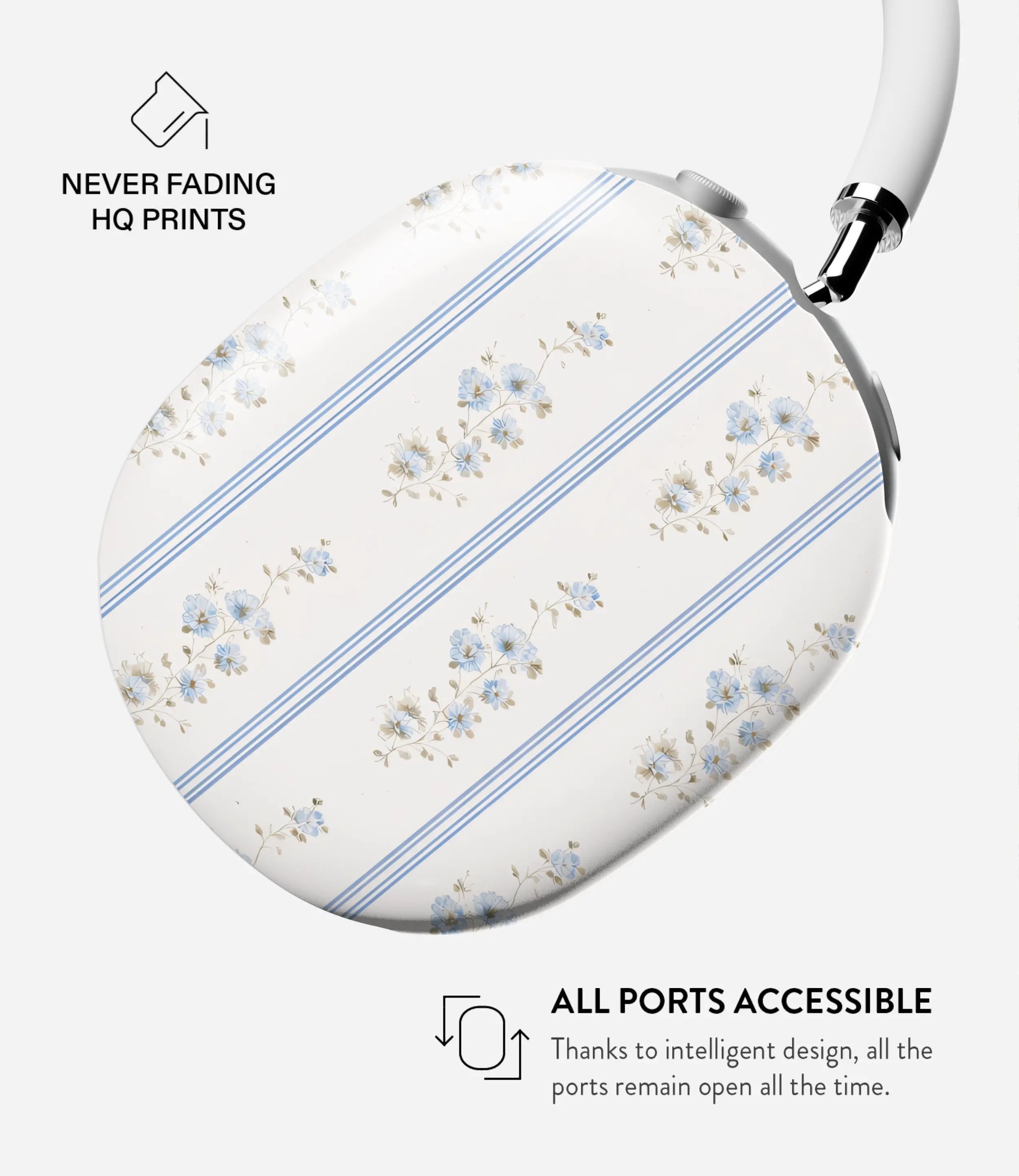 Blue Cottage Stripes Glossy Airpods Max Case