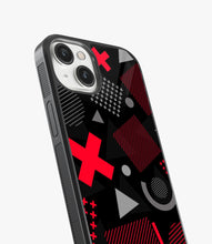 Load image into Gallery viewer, Abstract Geometric Black/Red Pattern Glass Case