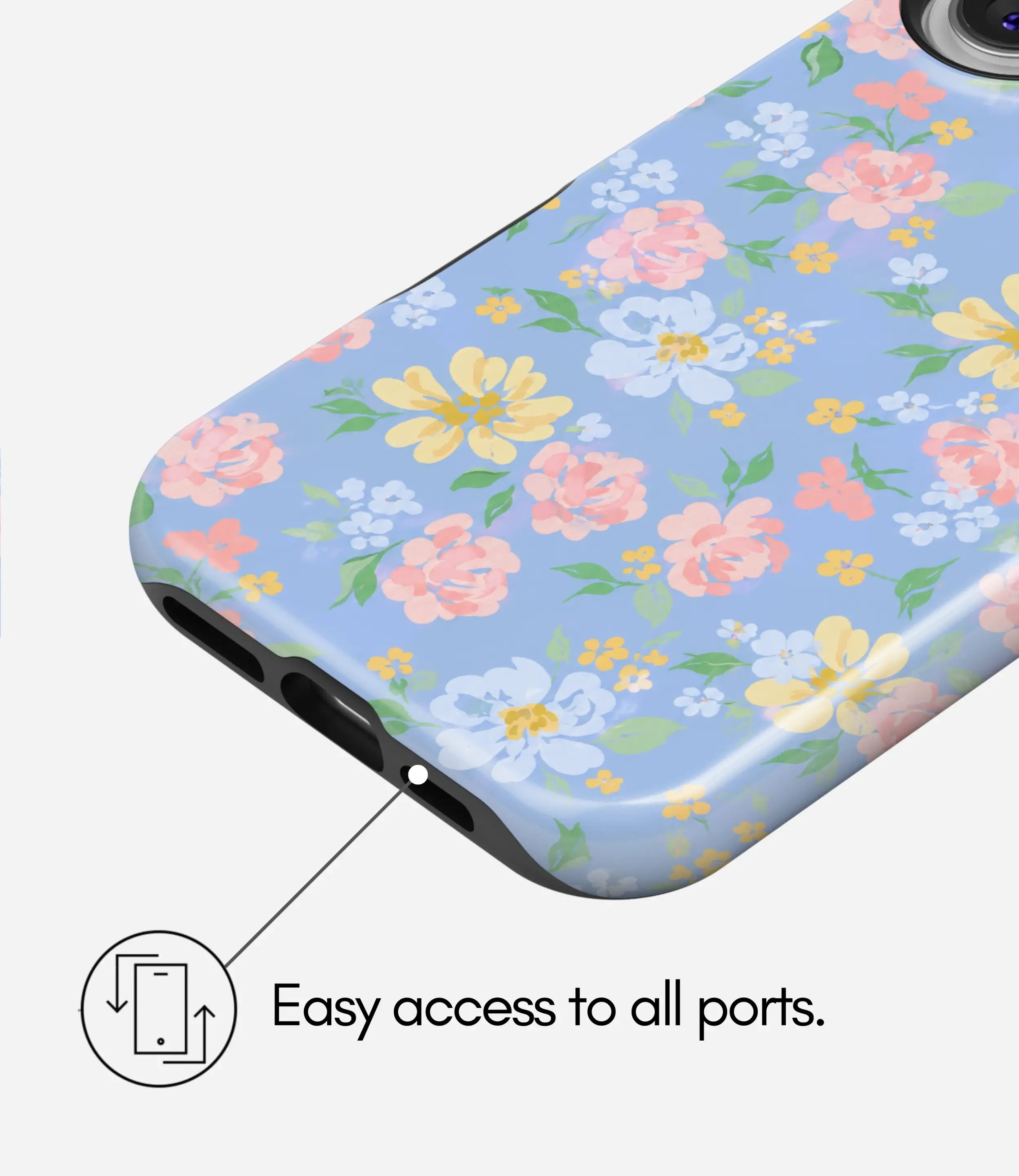 Blue Bloom Garden Glossy Armoured Case