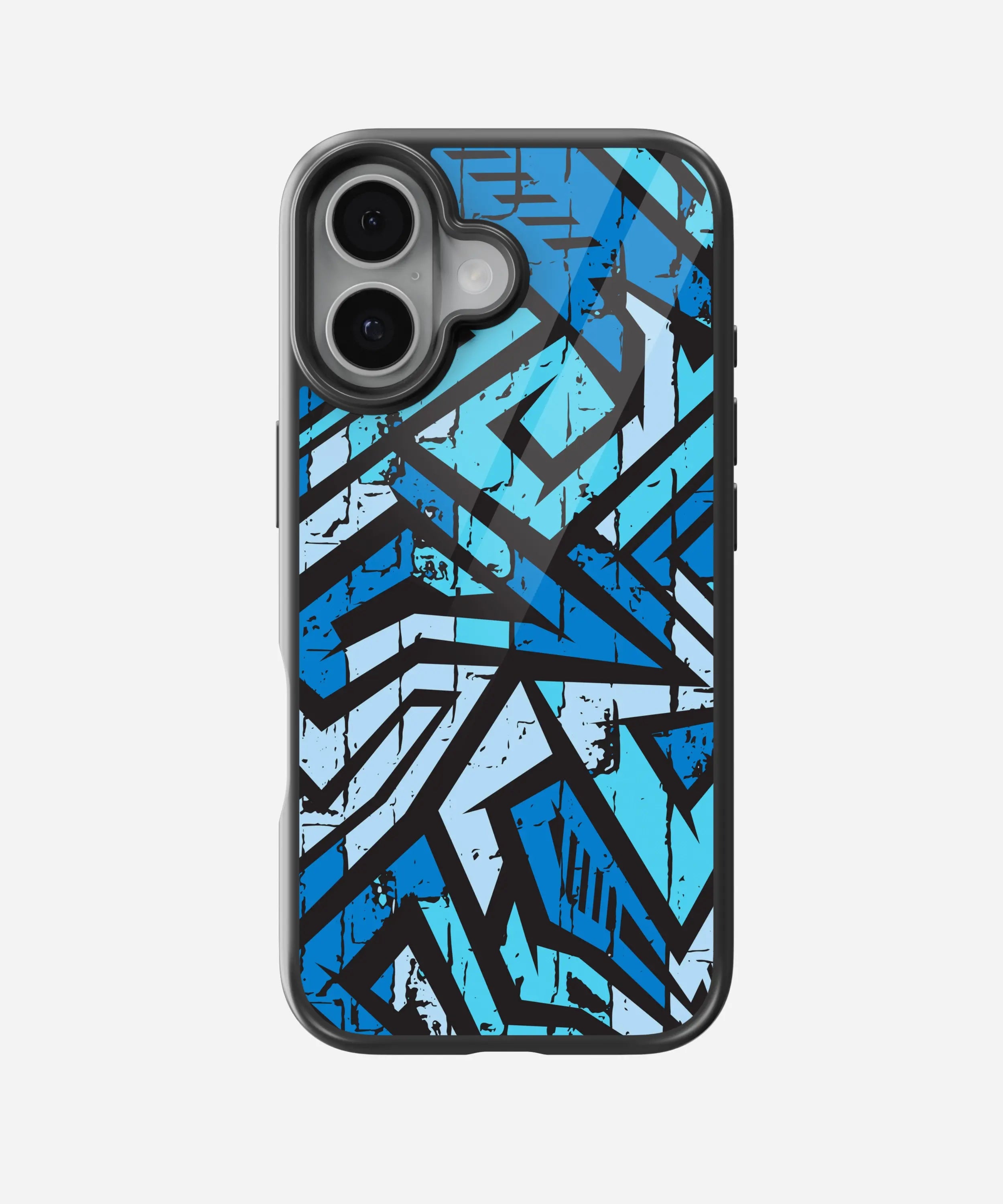 Abstract Blue Stripes Geometric Pattern Glass Case