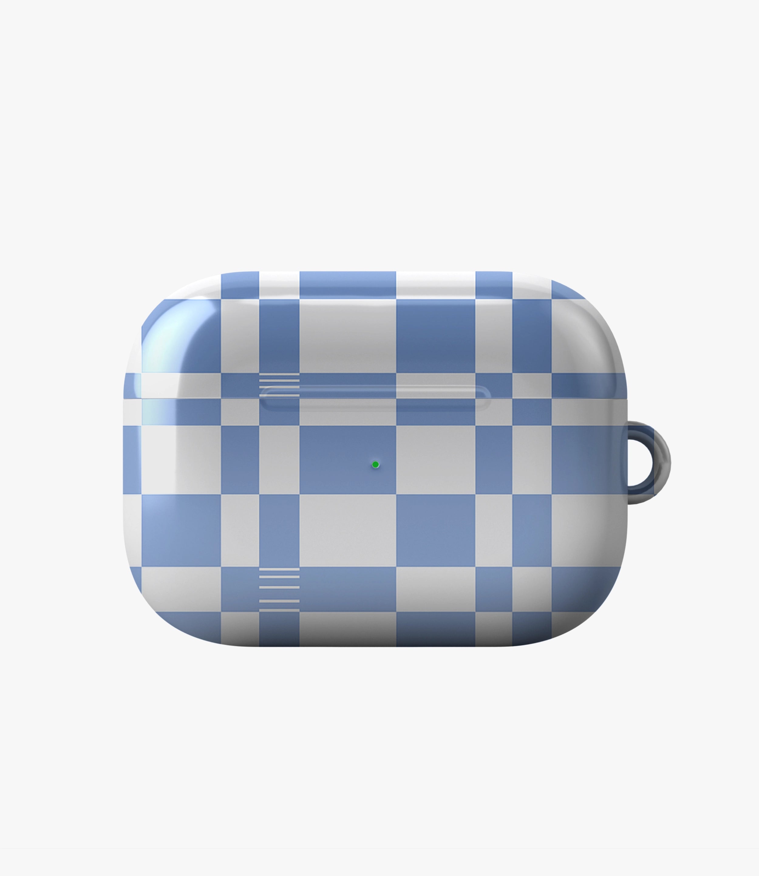 Powder Blue Plaid Glossy Airpod Case