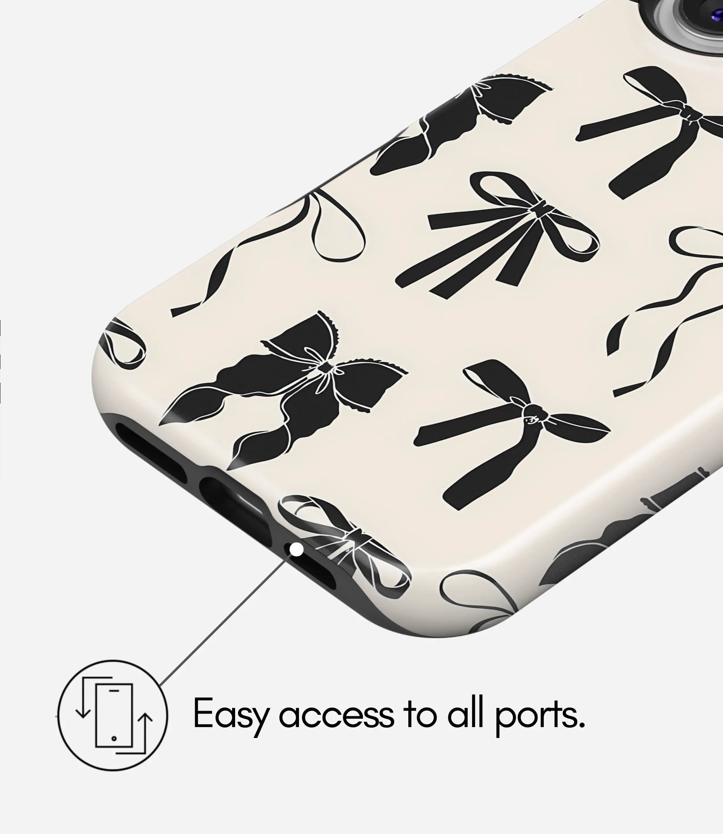 Noir Coquette Bows Glossy Armoured Case