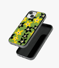 Load image into Gallery viewer, Yellow Black Texture Floral Glass Case