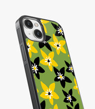 Load image into Gallery viewer, Yellow Black Texture Floral Glass Case