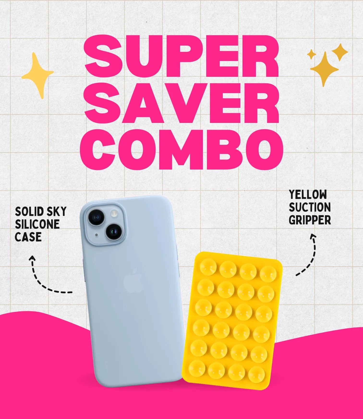 Solid Sky Soft Silicone iPhone Case + Soft Suction Grip Combo