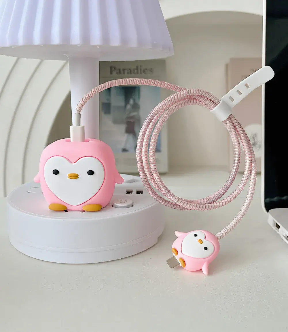 Pink Pretty Penguin Charger Case & Cable Protector (18W/20W)