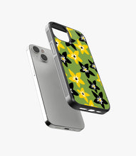 Load image into Gallery viewer, Yellow Black Texture Floral Glass Case