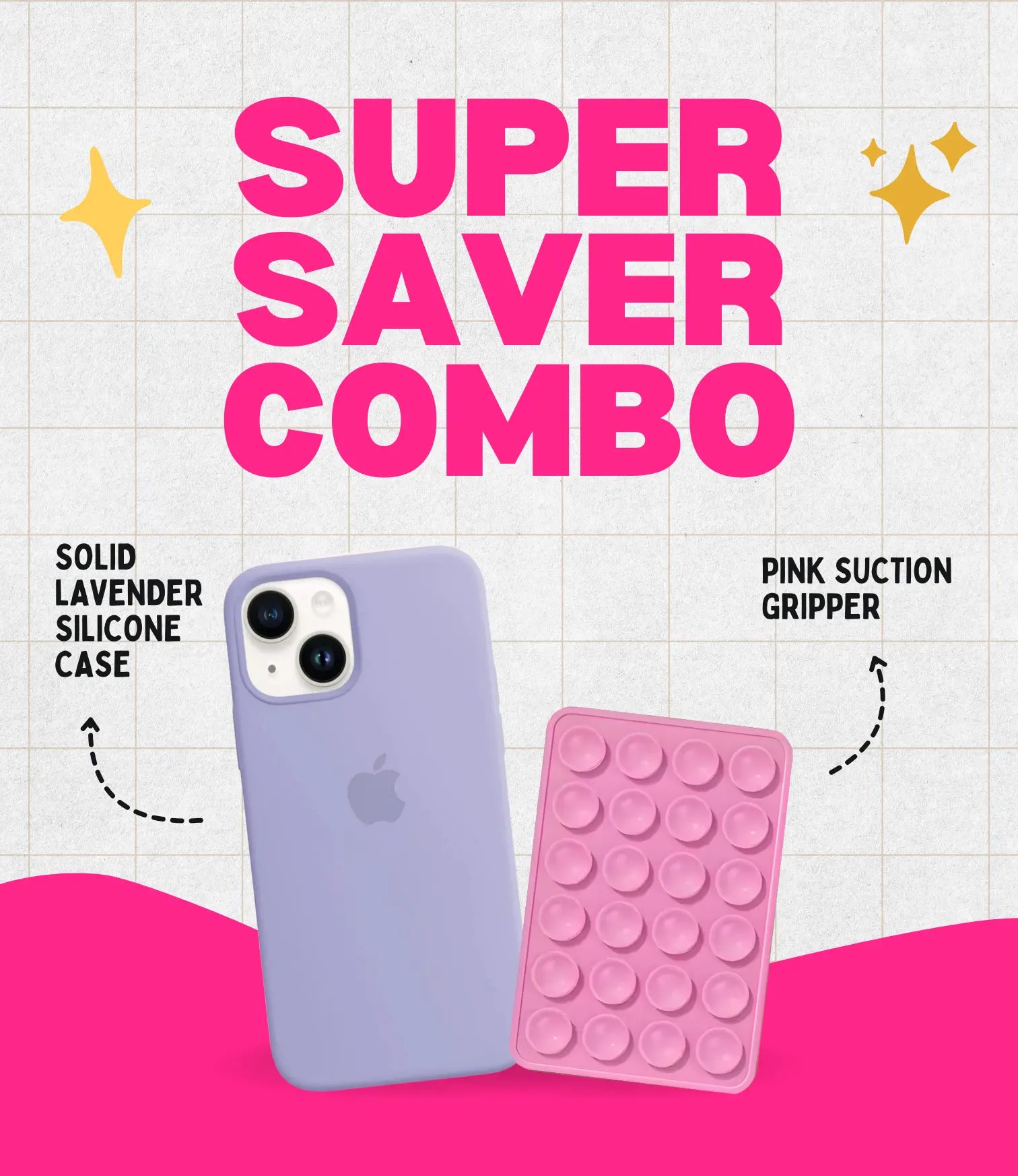 Solid Lavender Soft Silicone iPhone Case + Soft Suction Grip Combo