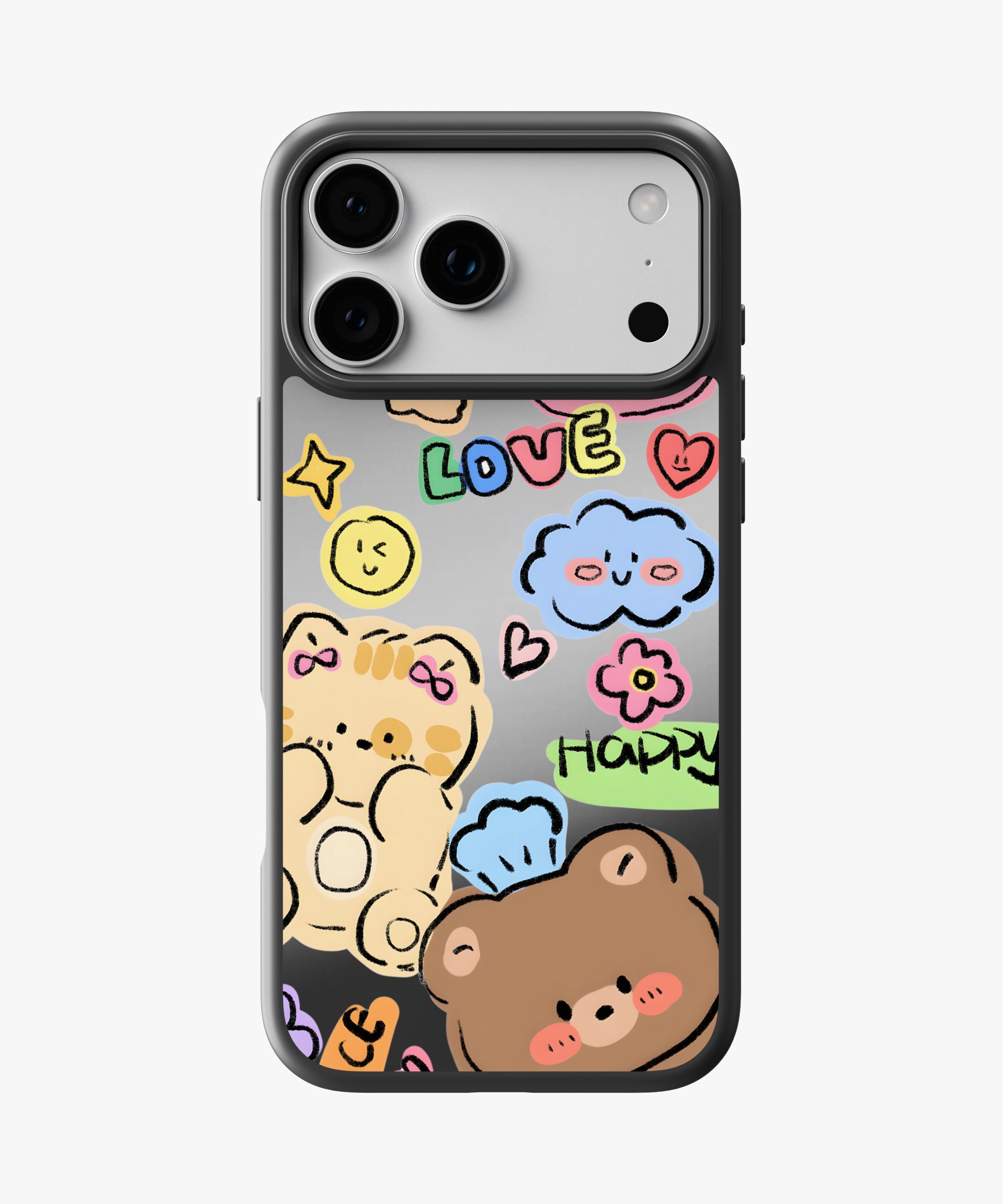 Cute Doodle Bears Luxe Mirror Phone Case