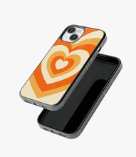 Load image into Gallery viewer, Y2K Orange Retro Hearts Glass Case