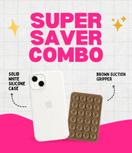 Load image into Gallery viewer, Solid White Soft Silicone iPhone Case + Soft Suction Grip Combo