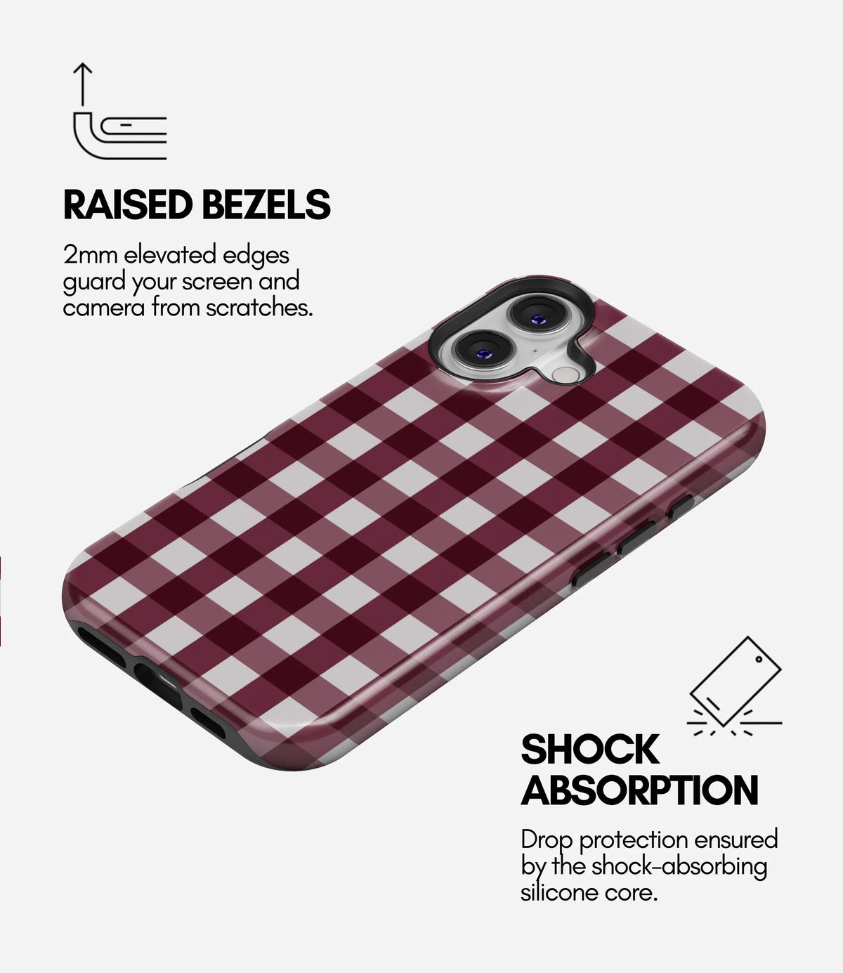 Cherry Wine Gingham Glossy Armoured Case