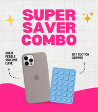 Load image into Gallery viewer, Solid Pebble Soft Silicone iPhone Case + Soft Suction Grip Combo