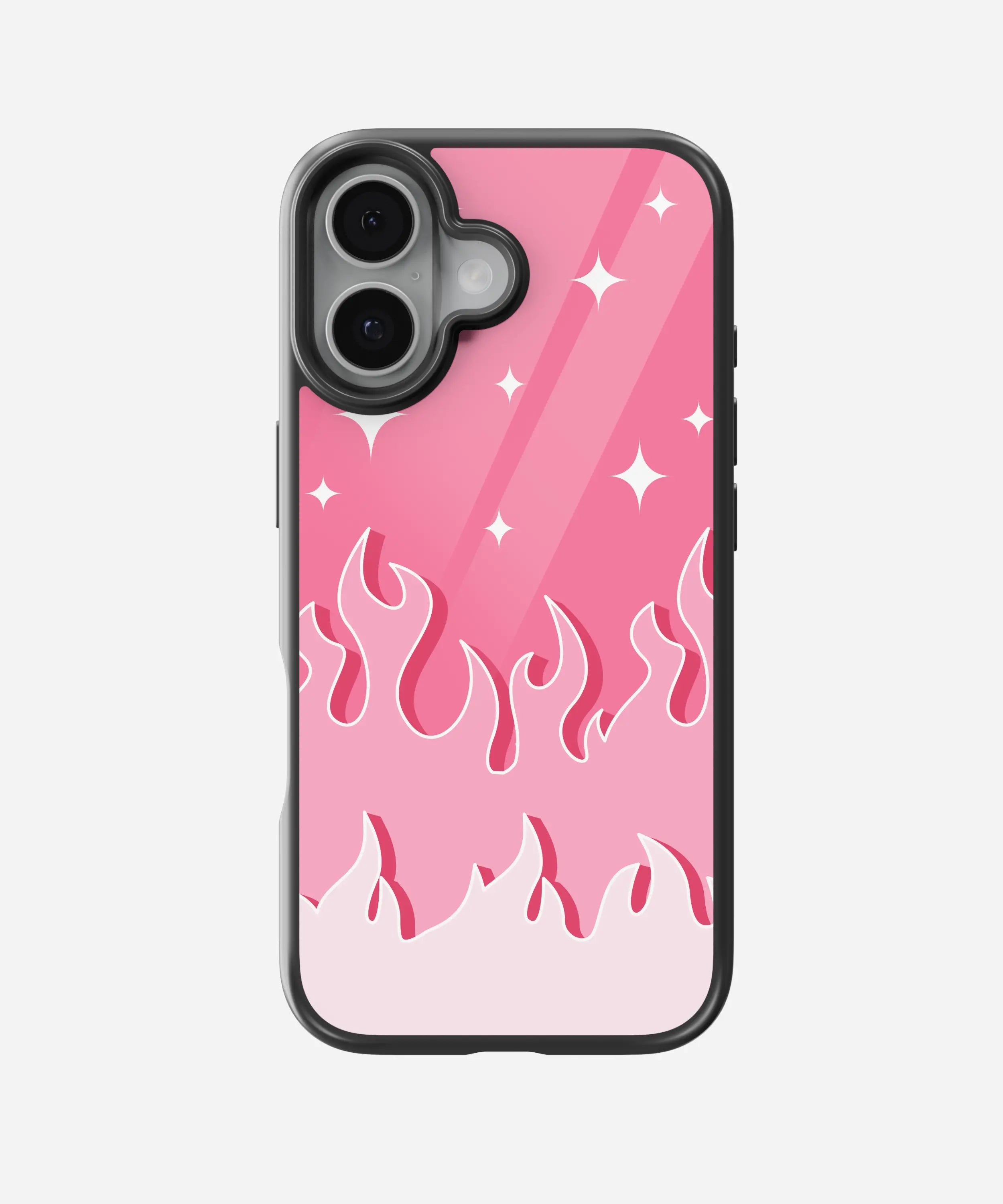 Y2K Fireburst Pink Flame Glass Case