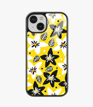 Load image into Gallery viewer, White Black on Yellow Floral Glass Case