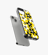Load image into Gallery viewer, White Black on Yellow Floral Glass Case
