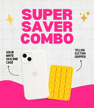 Load image into Gallery viewer, Solid White Soft Silicone iPhone Case + Soft Suction Grip Combo