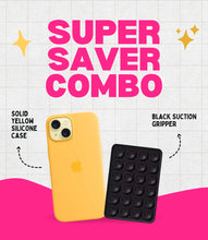 Load image into Gallery viewer, Solid Yellow Soft Silicone iPhone Case + Soft Suction Grip Combo