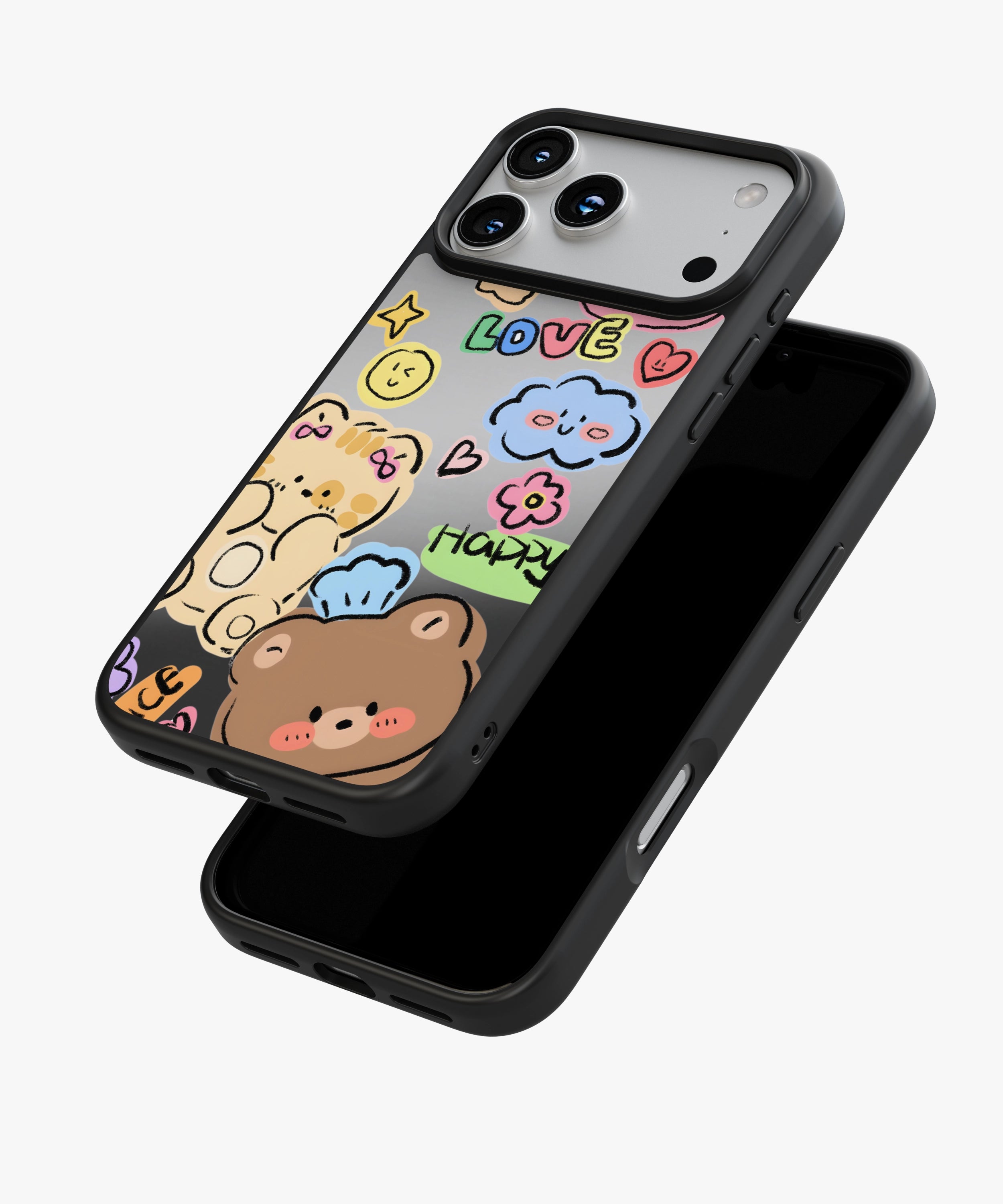 Cute Doodle Bears Luxe Mirror Phone Case